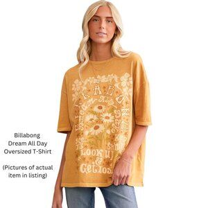 Billabong Dream All Day Oversized T-Shirt Cosmic Khaki (Muted Gold) Size Large